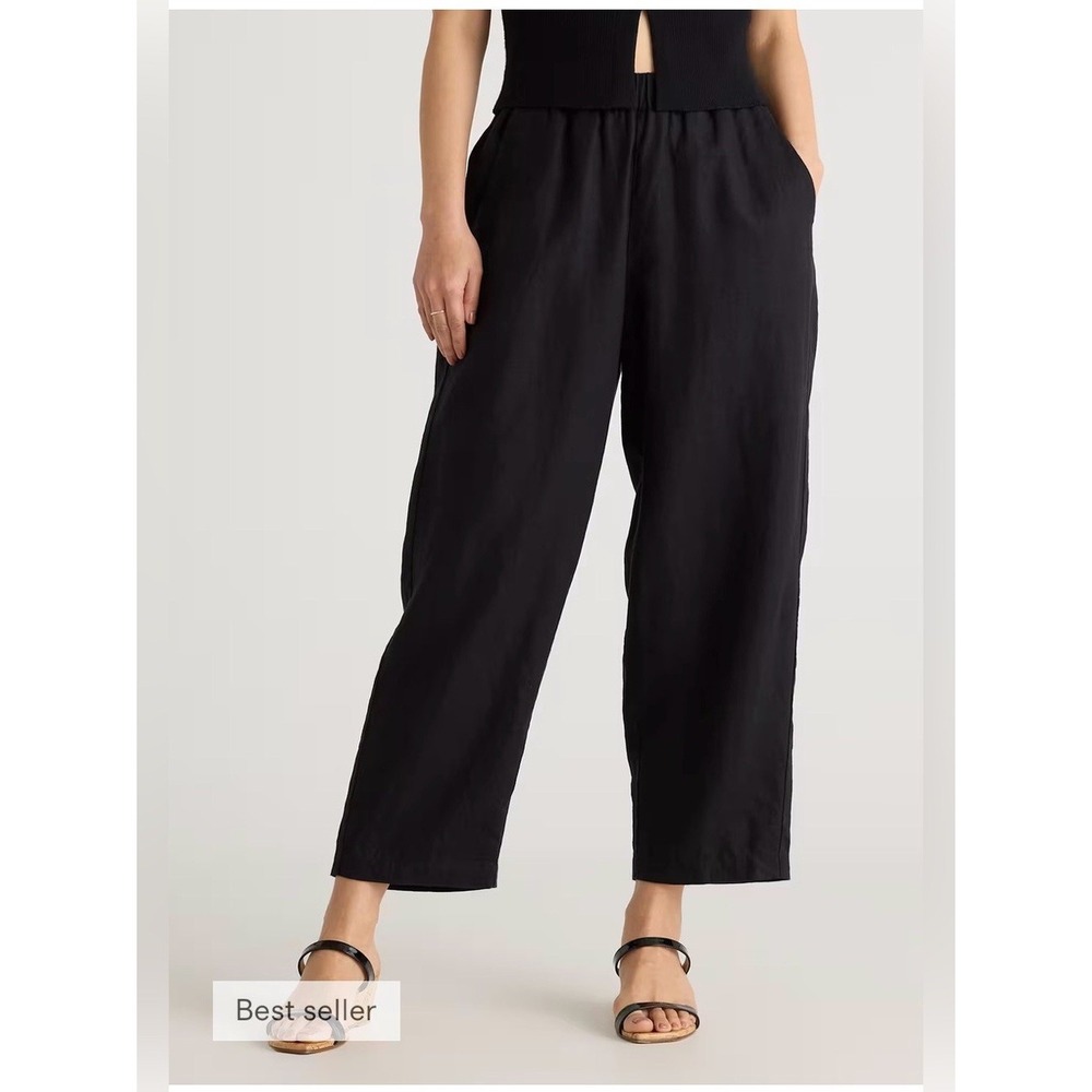 Quince Plus Size 100% European Linen Pants Wide Leg Elastic Waist Crop 2X Pocket